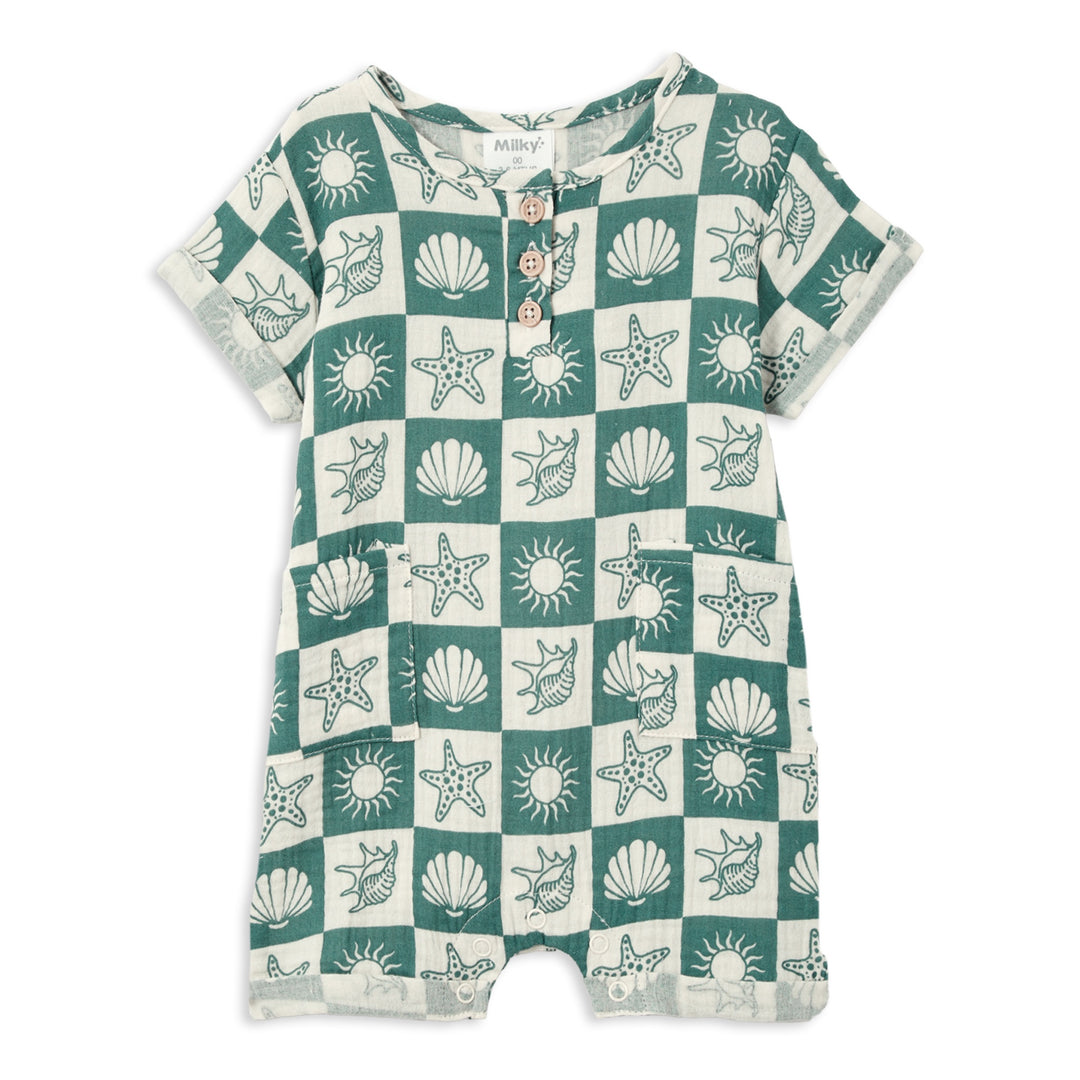 Milky Seaside Crinkle Romper