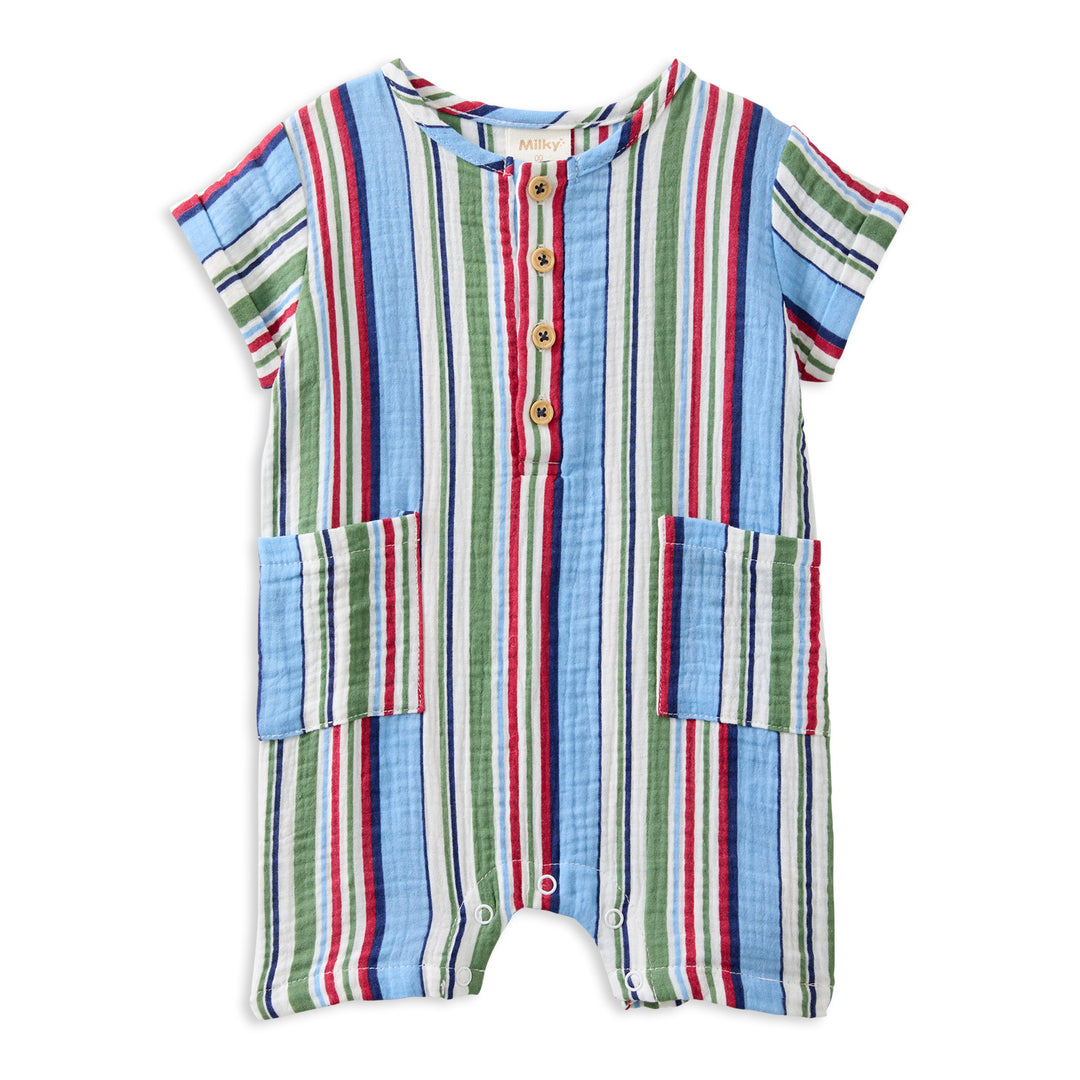 Milky Crinkle Stripe Romper