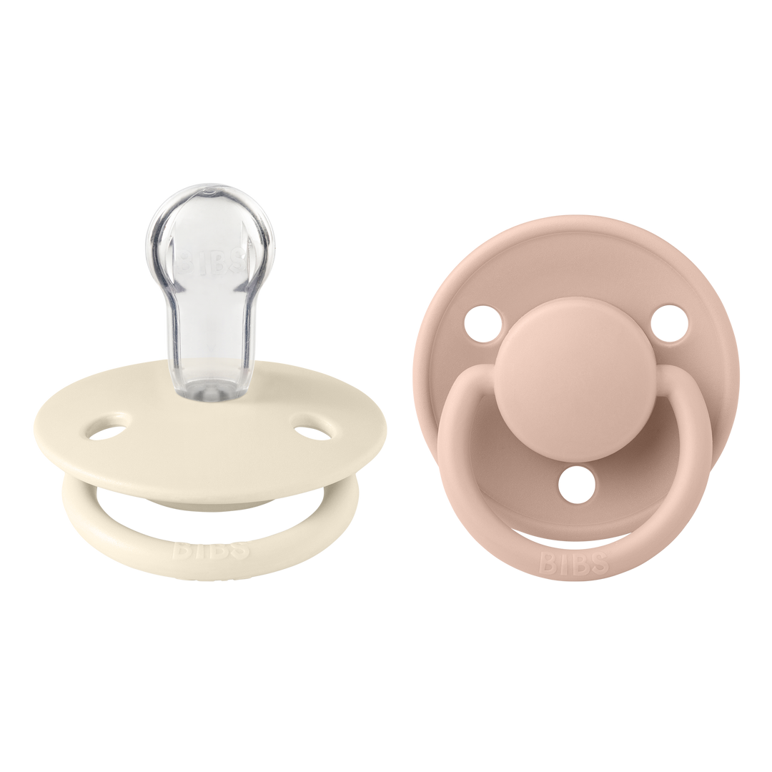 BIBS De Lux Silicone Pacifier 2 Pack - Ivory/Blush