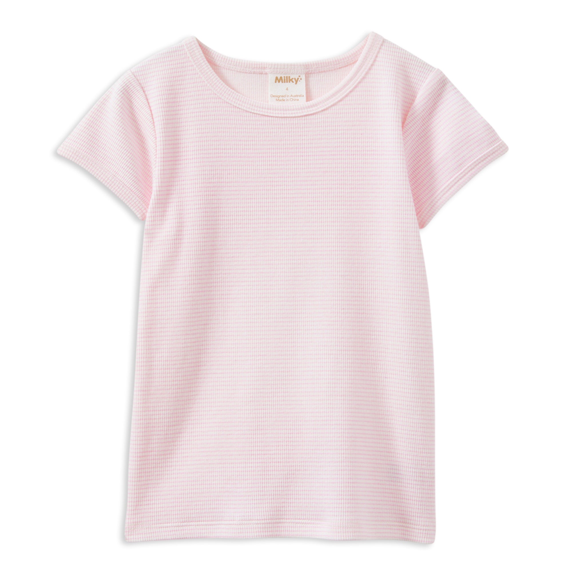 Milky Pink Stripe Rib Tee