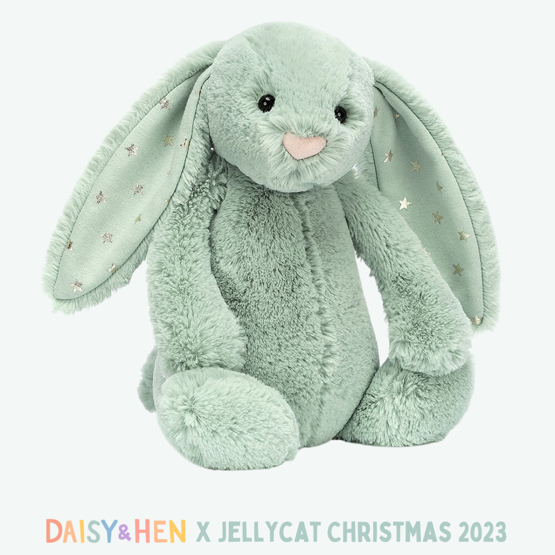 Jellycat Bashful Bunny Medium Sparklet Daisy and Hen