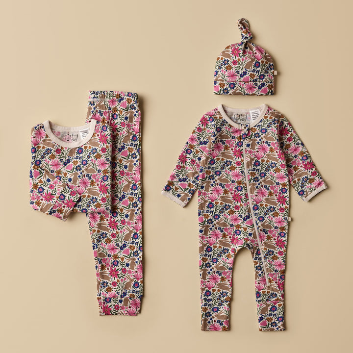 Wilson and Frenchy Organic Zipsuit With Feet - Bunny Hop