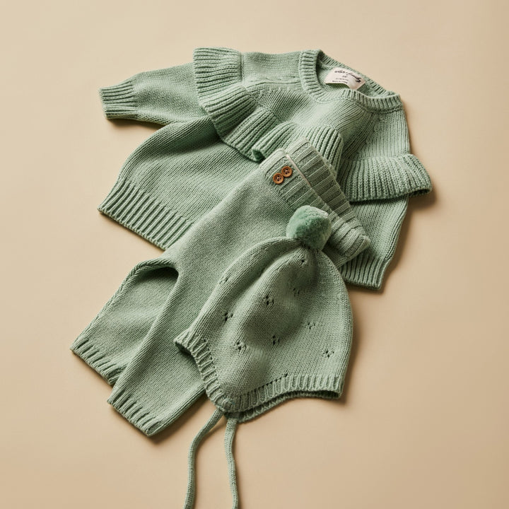 Wilson and Frenchy Knitted Ruffle Jumper - Mint Green