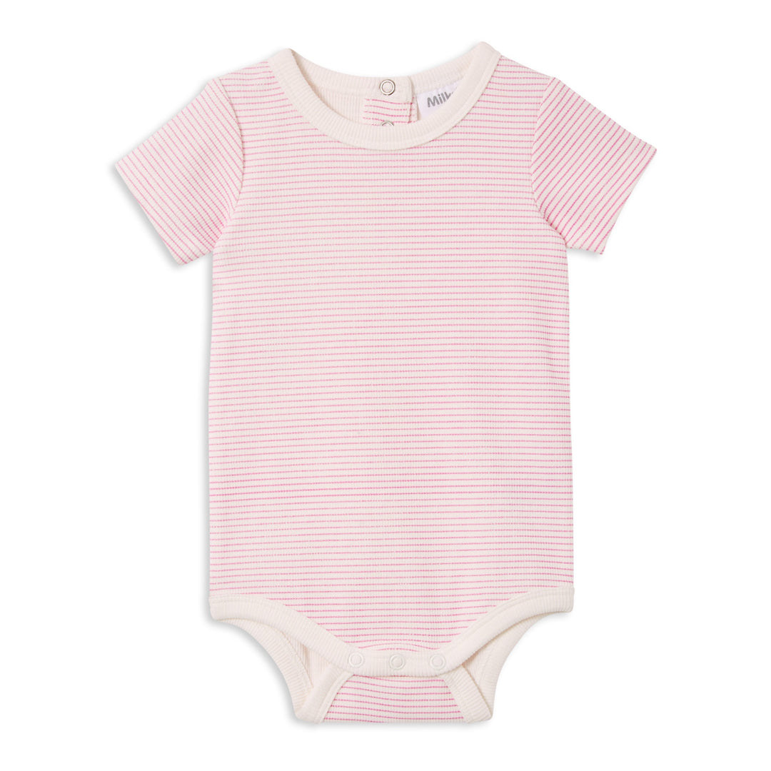 Milky Pink Stripe Rib Bubbysuit