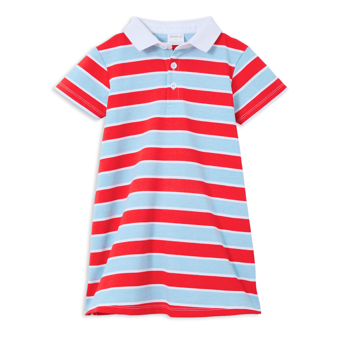 Milky Red Stripe Rugby Dress