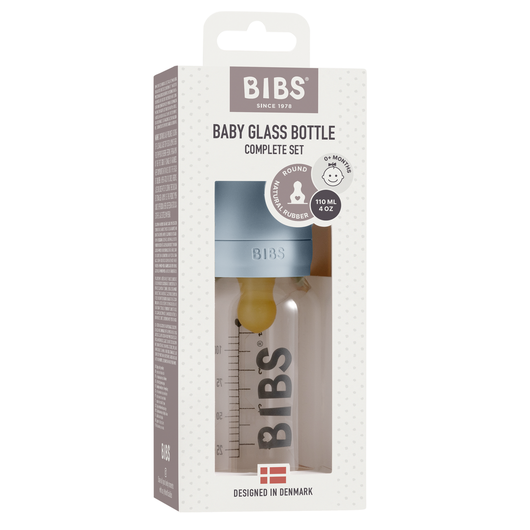 BIBS Glass Bottle Set 110ml - Baby Blue
