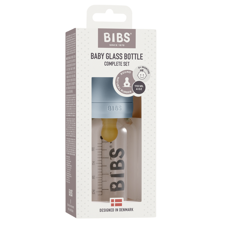 BIBS Glass Bottle Set 110ml - Baby Blue