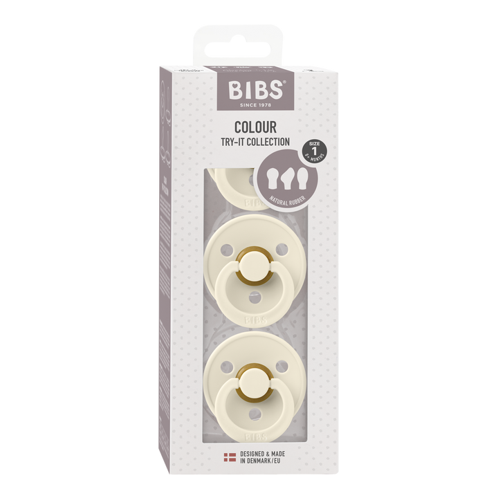 BIBS Colour Pacifier Try-It 3 Pack - Ivory
