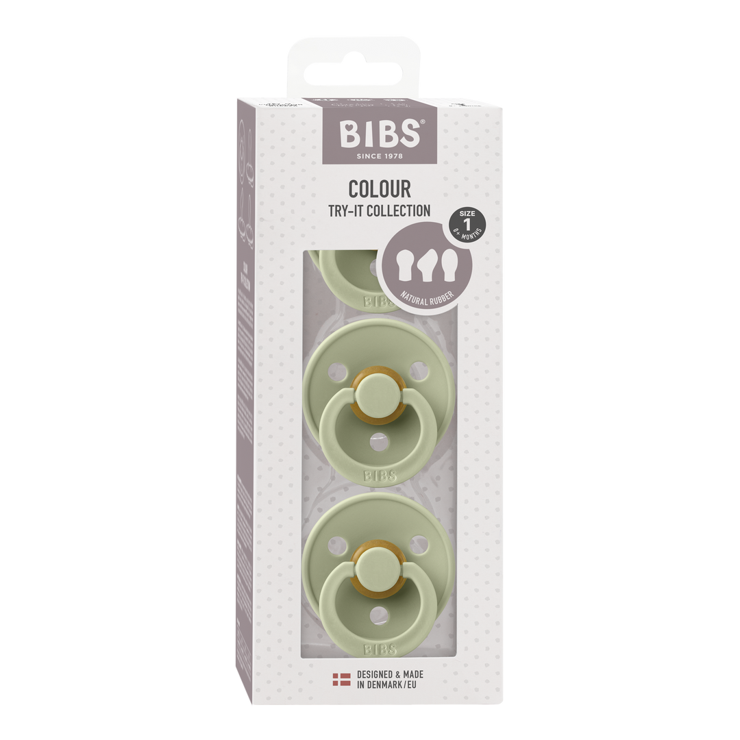 BIBS Colour Pacifier Try-It 3 Pack - Sage