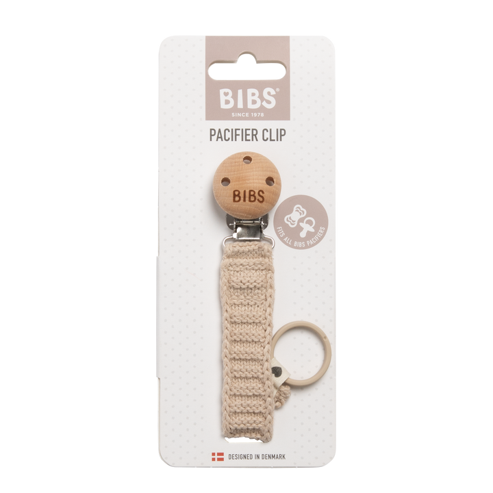BIBS Knitted Pacifier Clip - Vanilla
