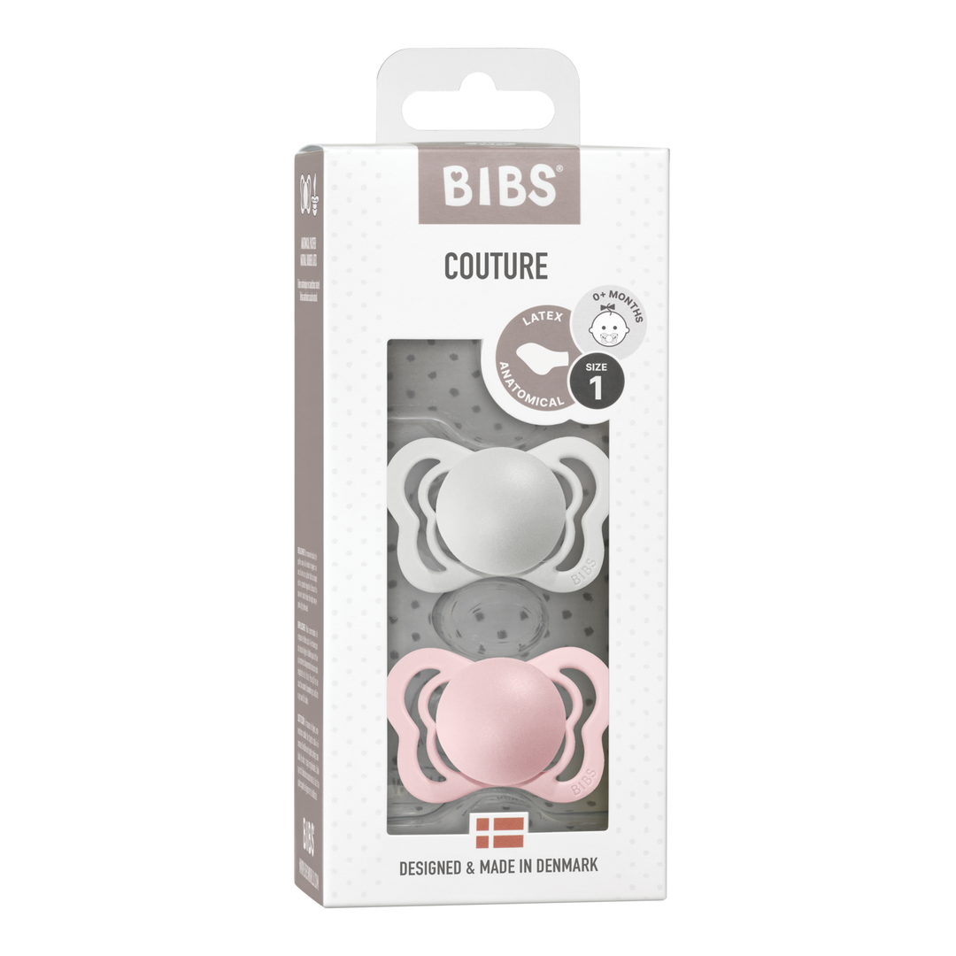 BIBS Couture Latex Pacifier 2 Pack  - Haze/Blossom