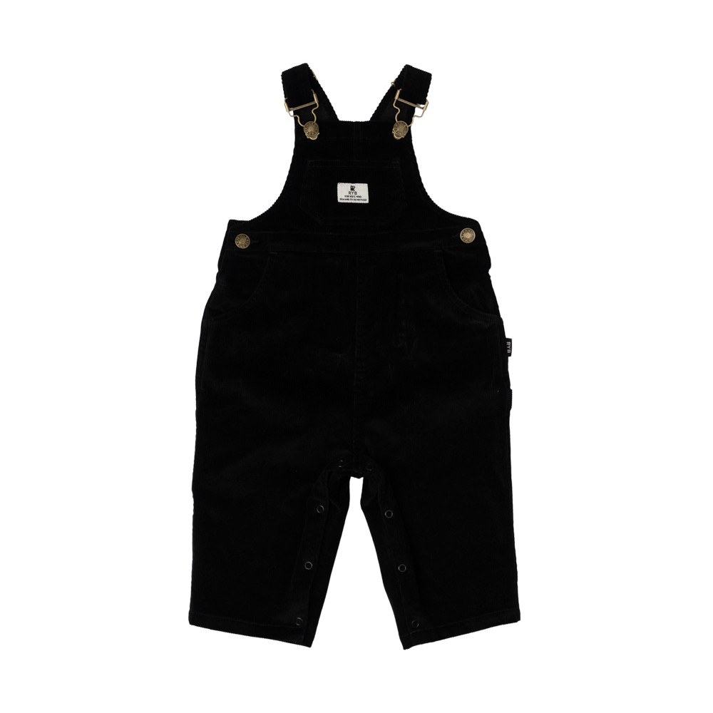 Rock Your Baby Black Cord Baby Overalls