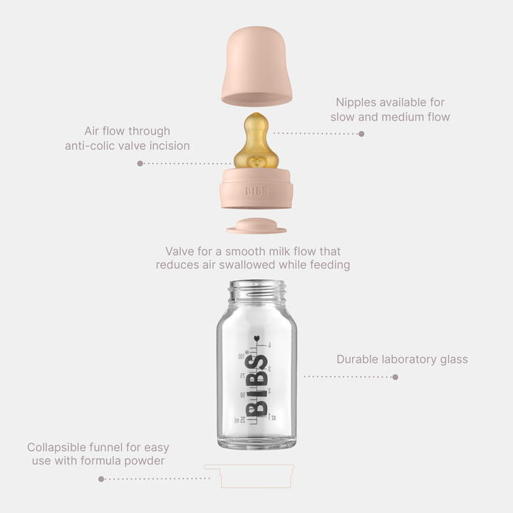 BIBS Glass Bottle Set 110ml - Dusky Lilac