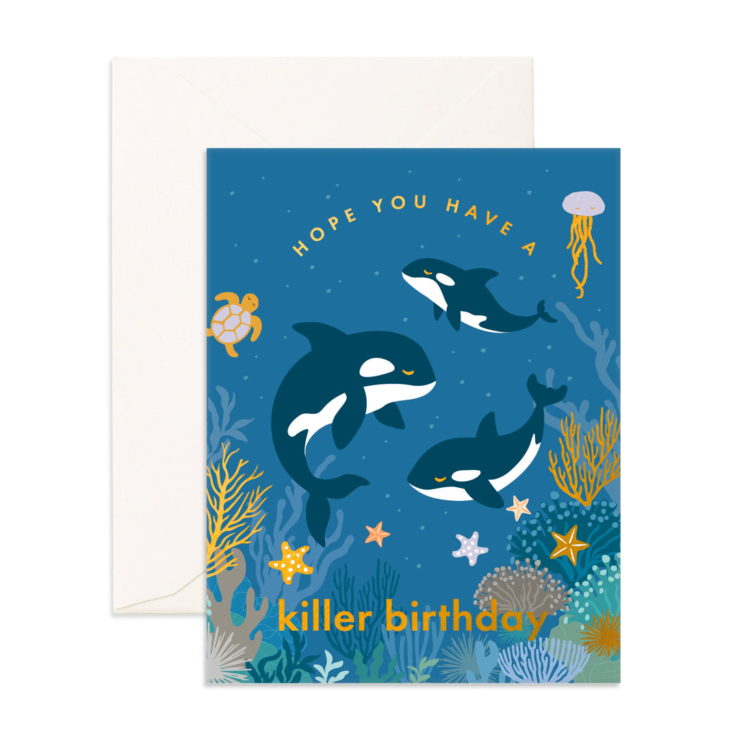 Birthday Killer Whales Greeting Card