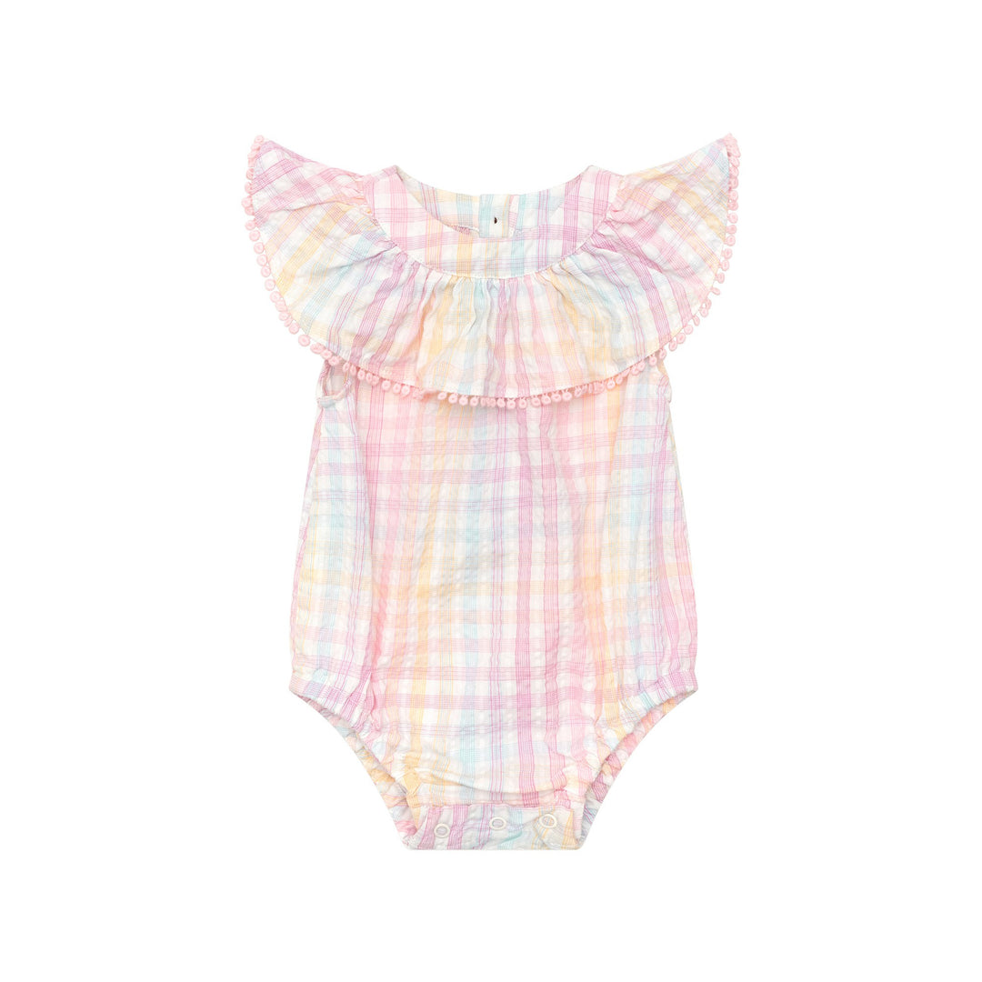 Huxbaby Rainbow Check Frill Onesie