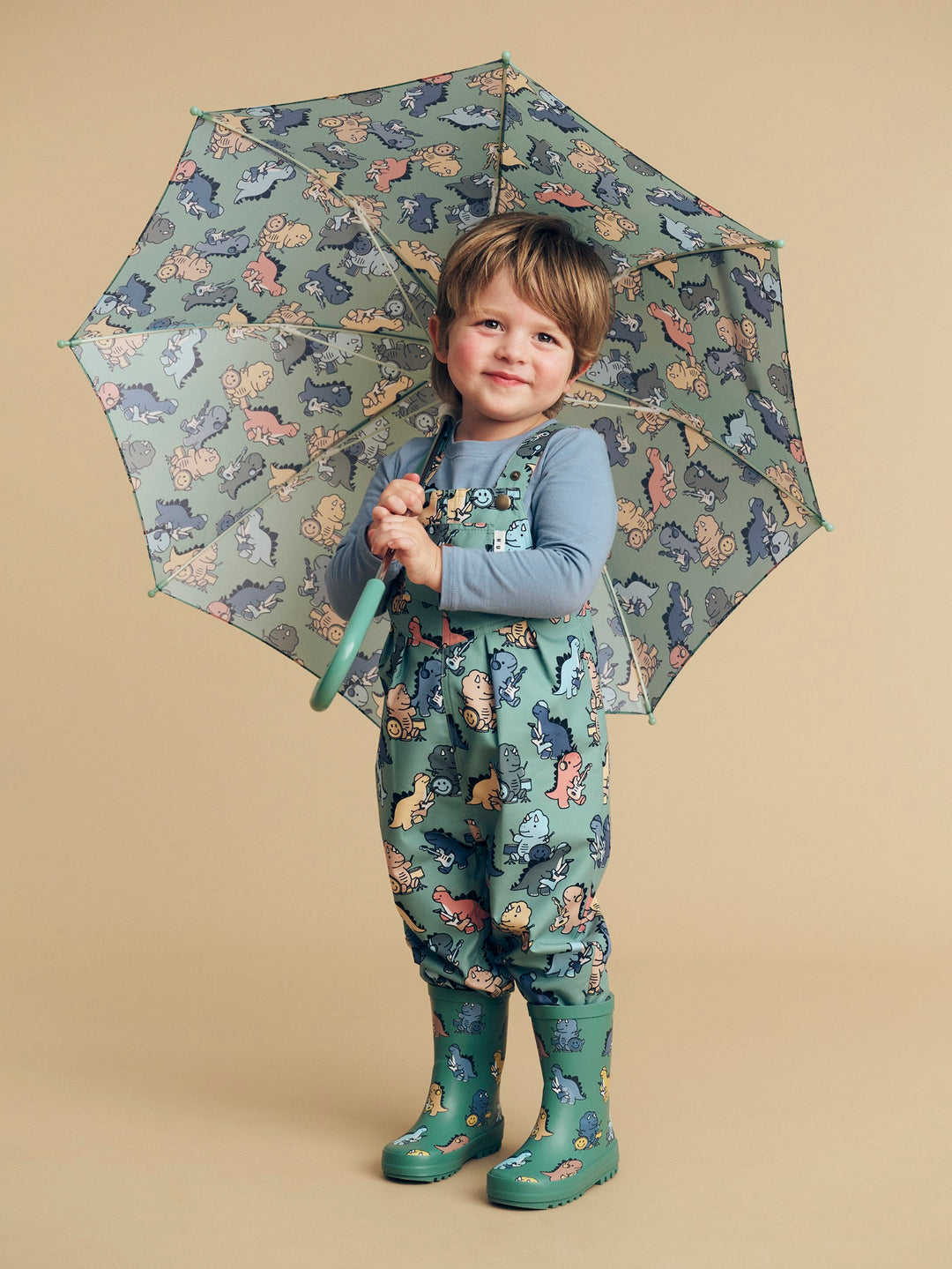 Huxbaby Dino Band Puddle Suit - Winter Green