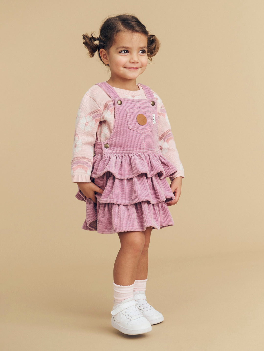 Huxbaby Cord Frill Overall Dress - Orchid