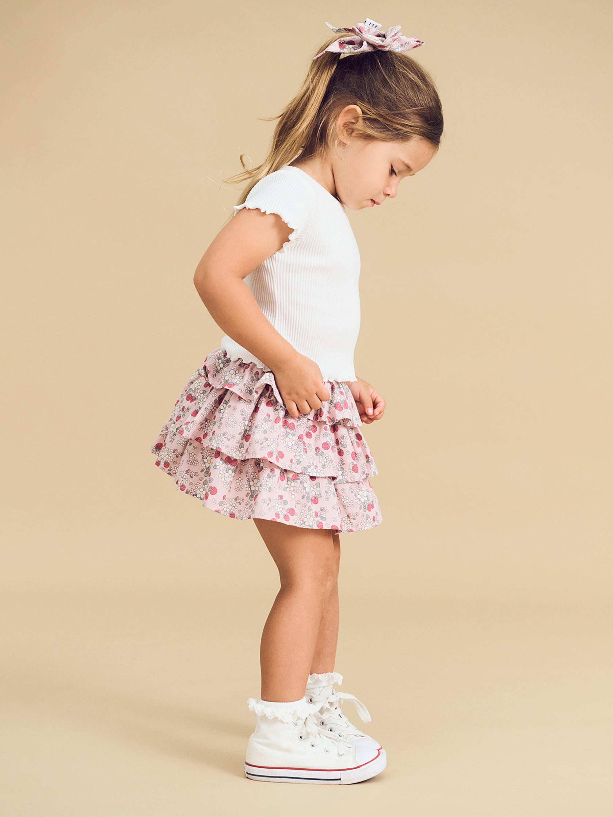 Vintage Strawberry Frill Skirt - Blush