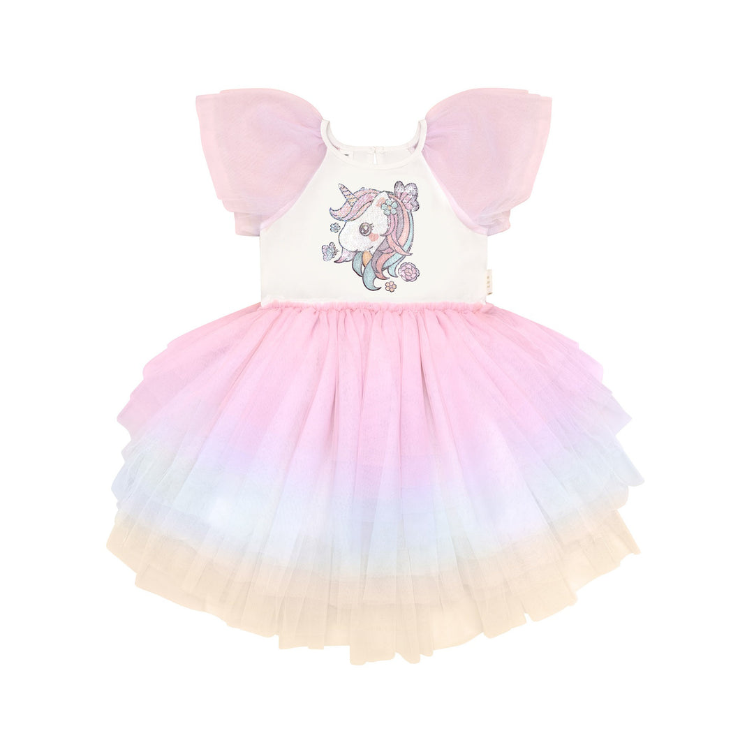 Huxbaby Unicorn Tiered Rainbow Party Dress