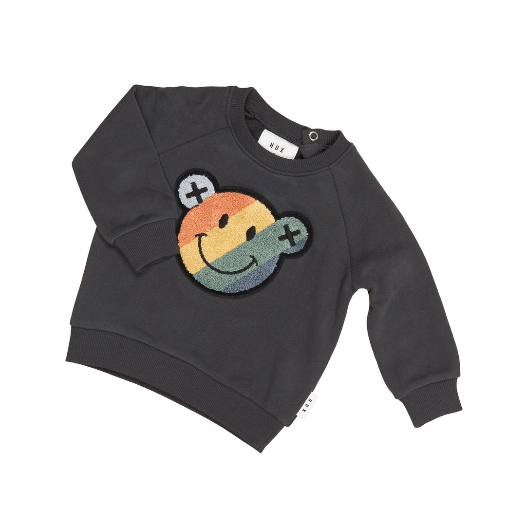 Huxbaby Smiley Rainbow Sweatshirt - Soft Black