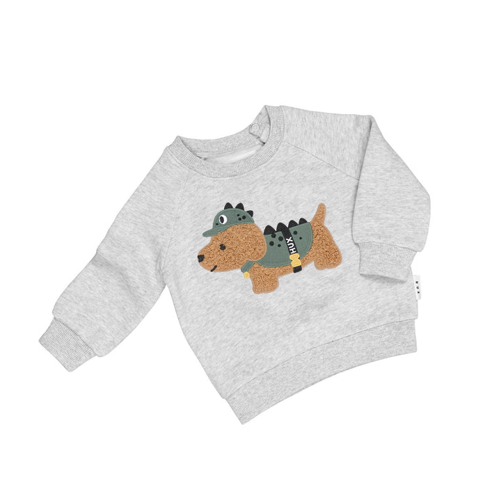 Huxbaby Dino Dog Sweatshirt - Grey Marle