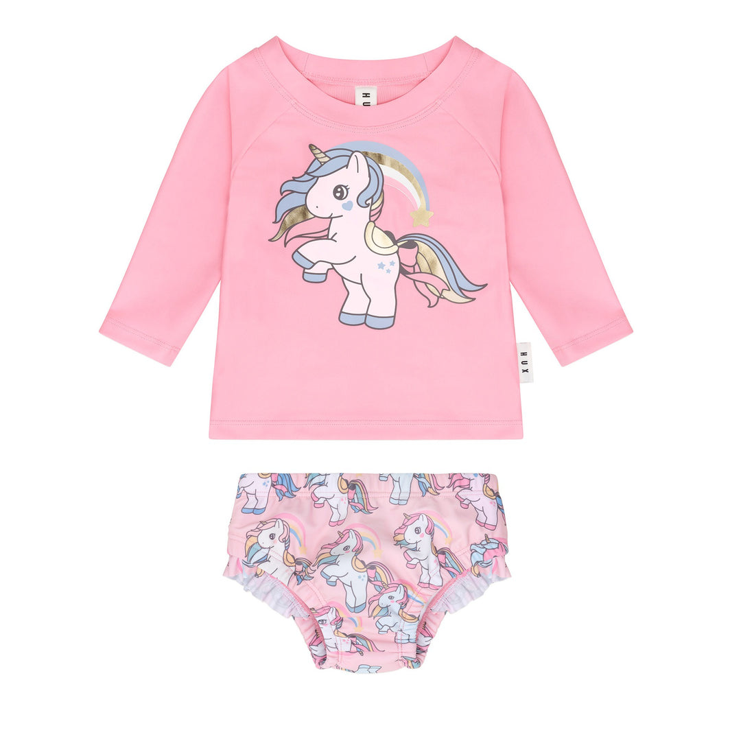 Huxbaby Rainbow Unicorn Swim Set - Bubblegum/Candy