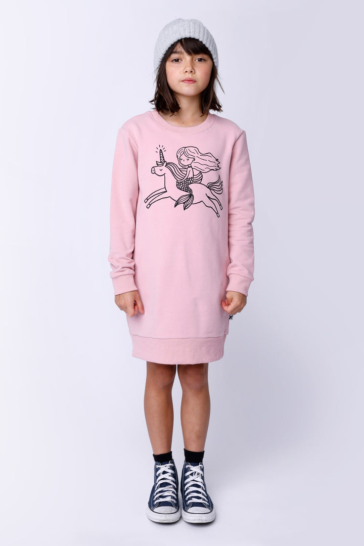 Minti Mermaid And Unicorn Furry Dress - Muted Pink