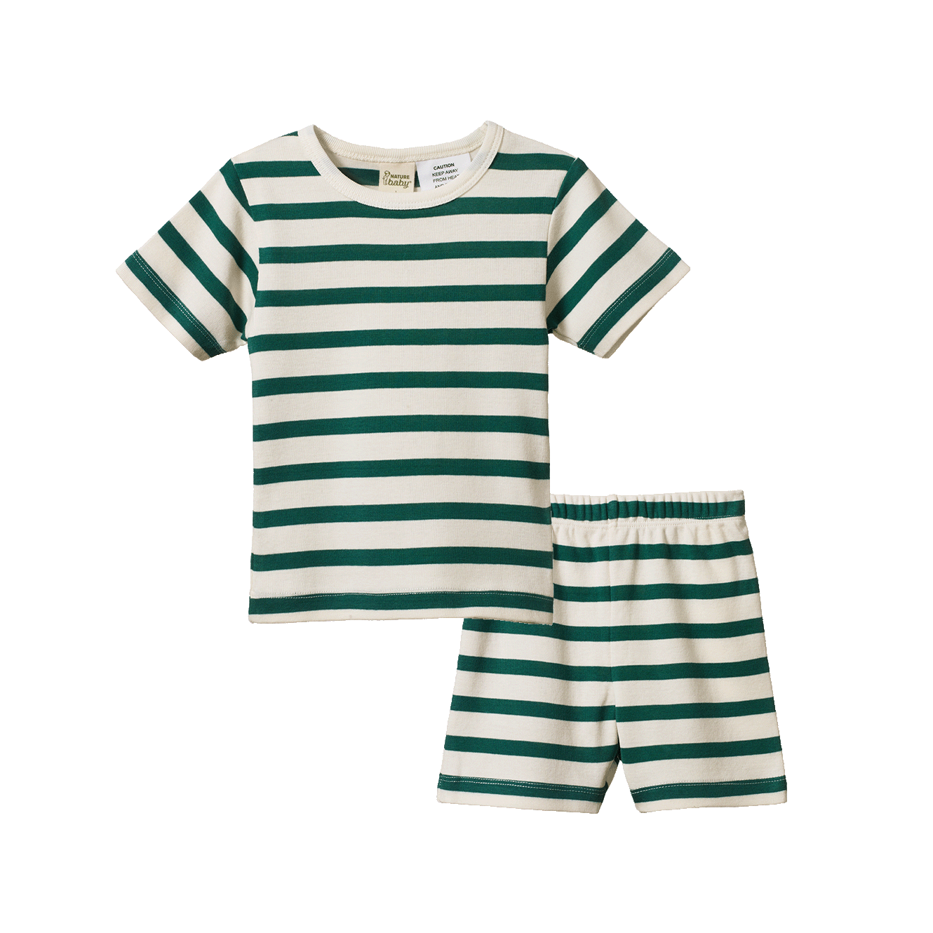 Nature Baby Shortie Pyjama Set - Peppermint Holiday Stripe