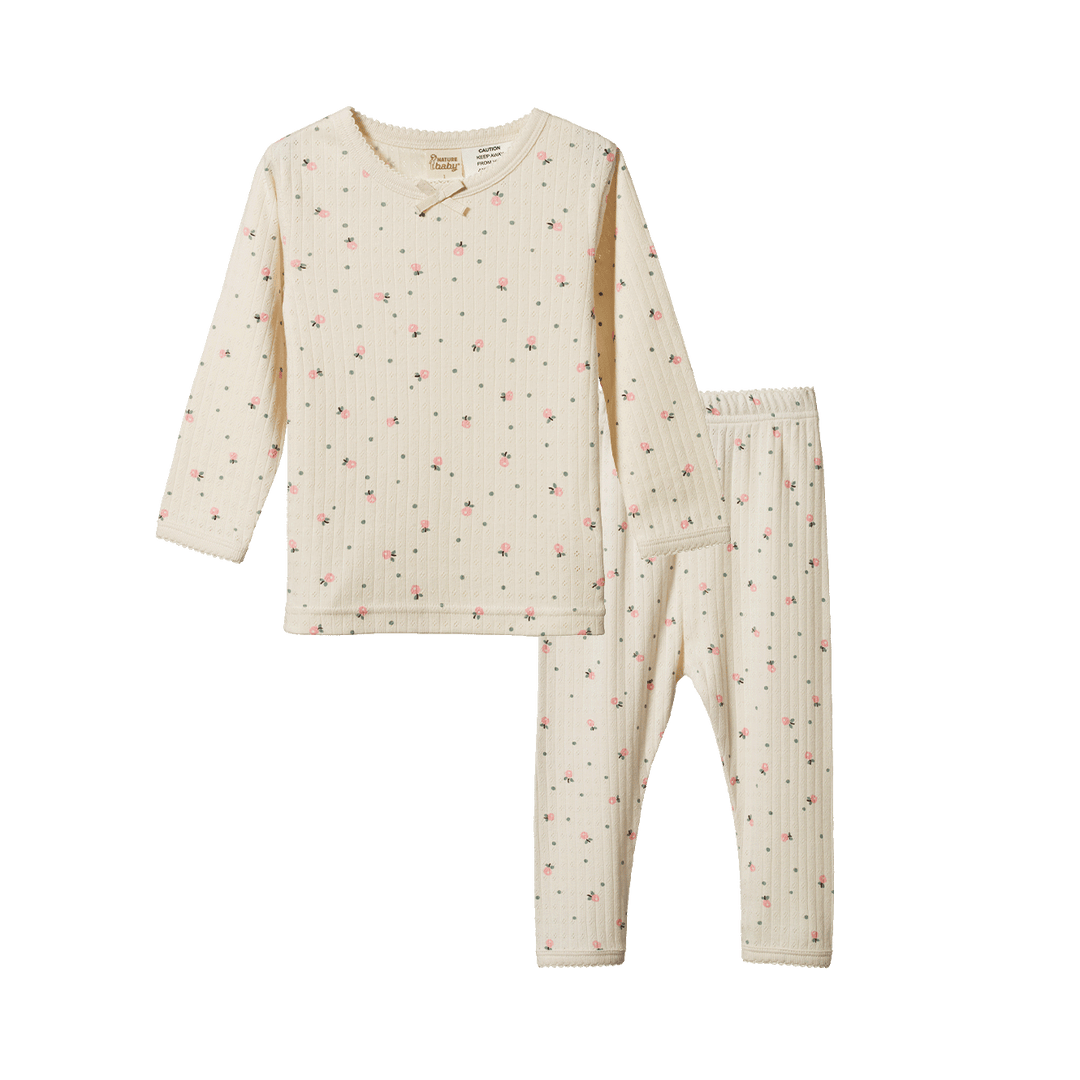 Nature Baby Long Sleeve Pyjama Set Pointelle - Posey Blossom