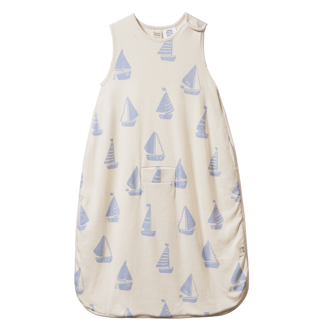 Nature Baby Organic Cotton & Merino Sleeping Bag - Regatta Blue Print