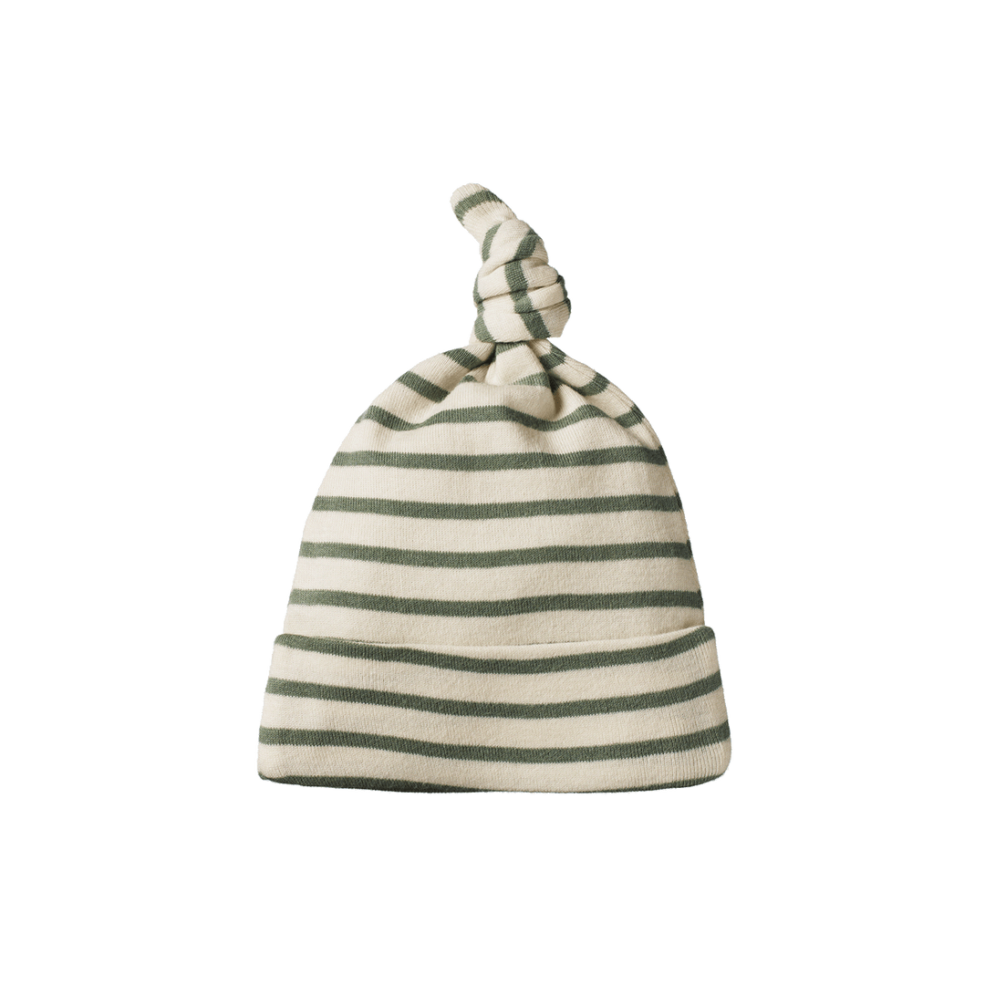 Nature Baby Cotton Knotted Beanie - Nettle Sailor Stripe