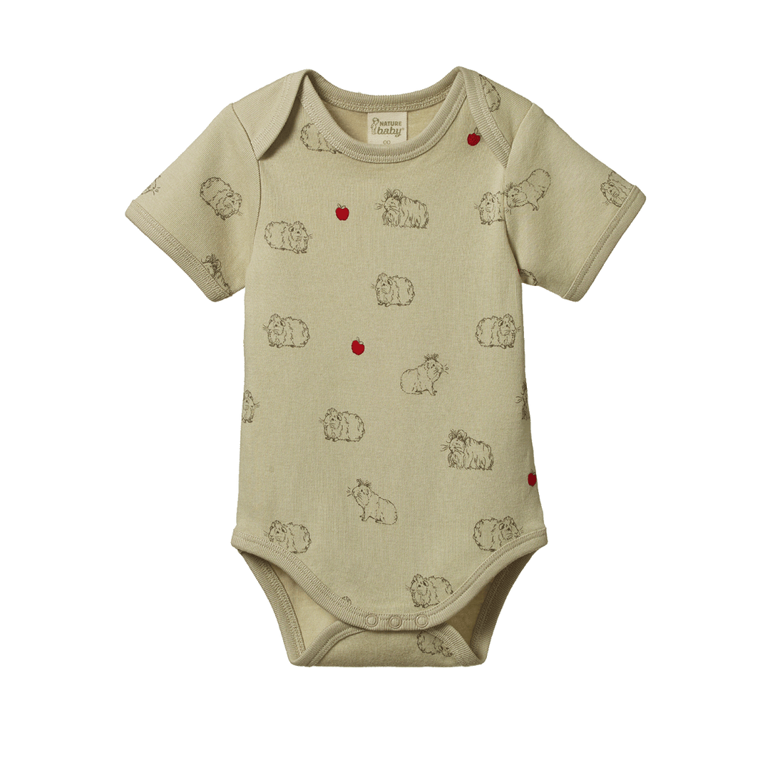 Nature Baby Short Sleeve Bodysuit - Guinea Pig Gala Print