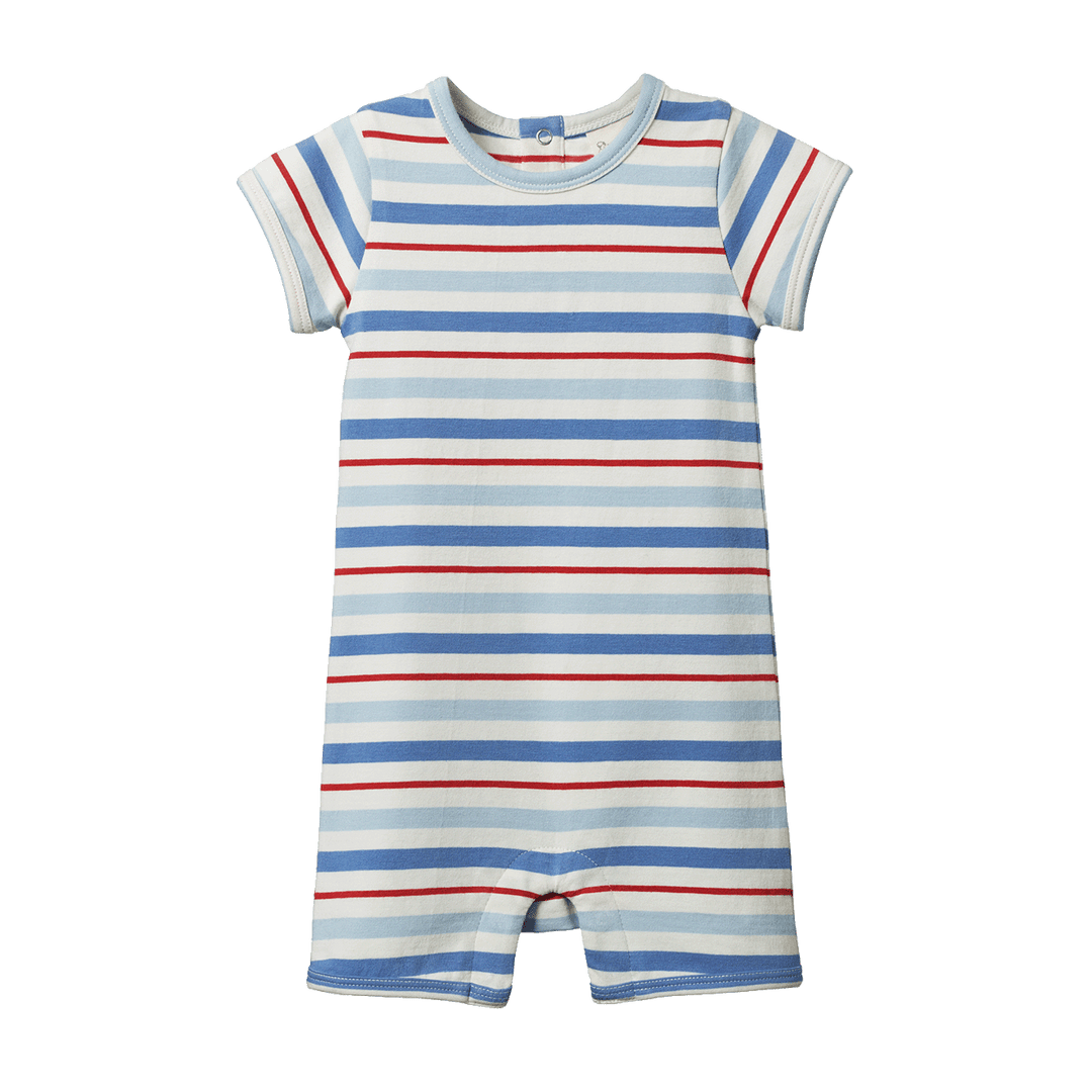 Nature Baby Short Sleeve Quincy Romper - Surf Stripe