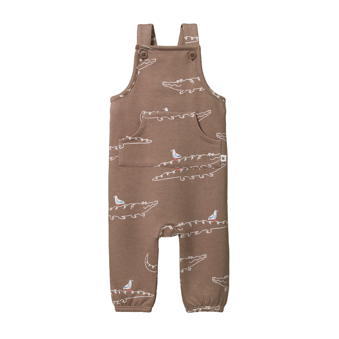 Nature Baby Tobi Overalls Sweatshirting - Curious Crocodiles Print