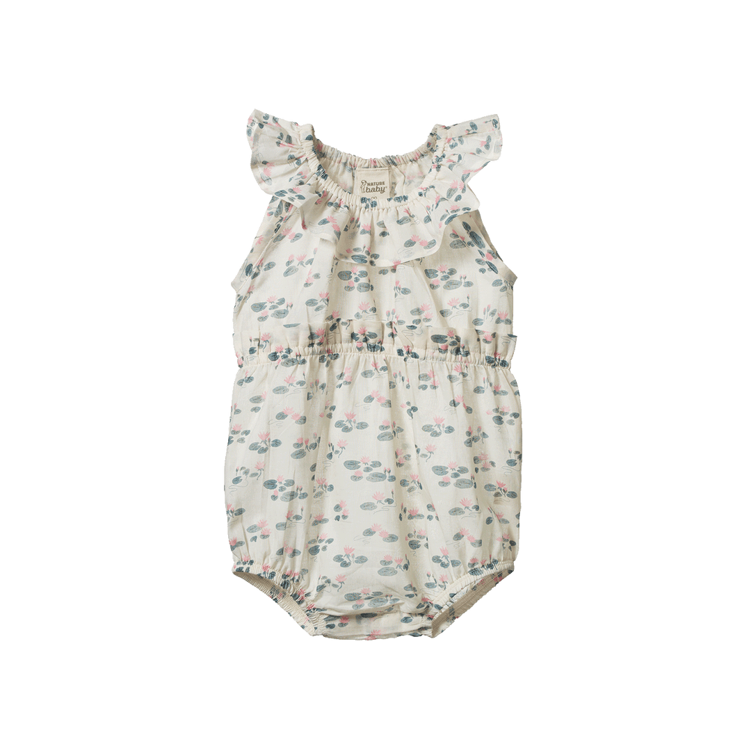 Nature Baby Plum Suit - Waterlilies Print