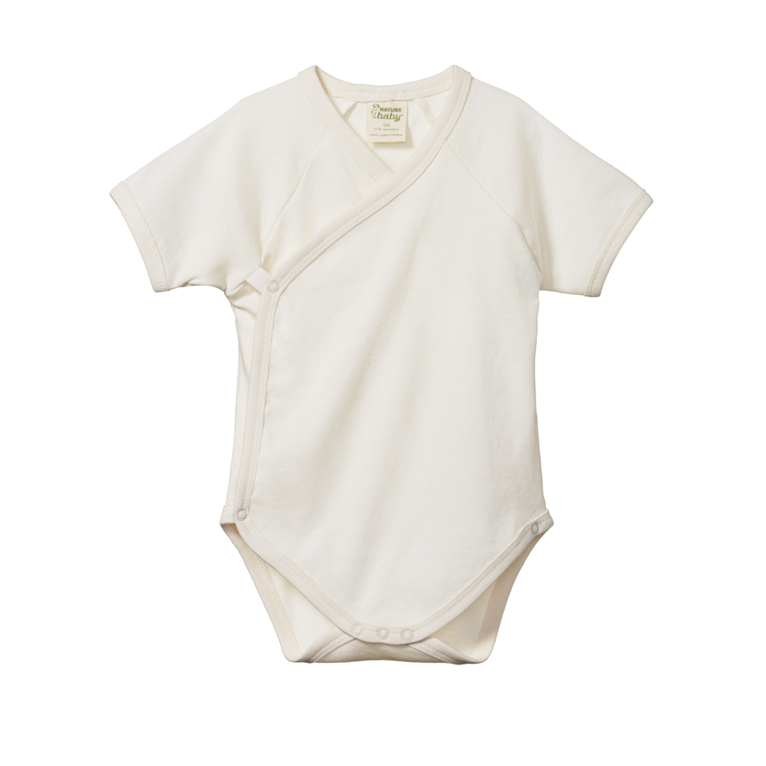 Nature Baby Short Sleeve Kimono Bodysuit - Natural