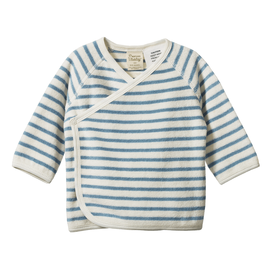 Nature Baby Kimono Stretch And Grow Terry - Powder Blue Sailor Stripe