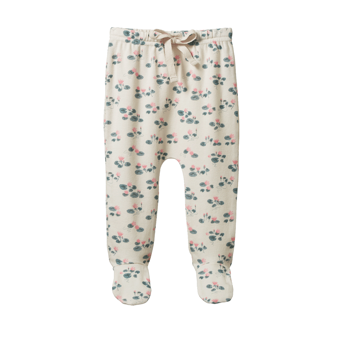Nature Baby Footed Rompers - Waterlilies Print