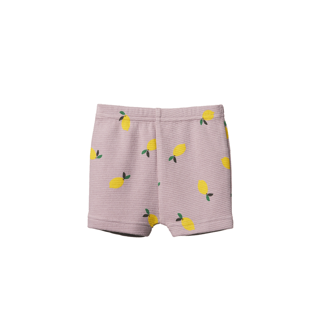 Nature Baby Selby Waffle Shorts - Lilac Lemon Print