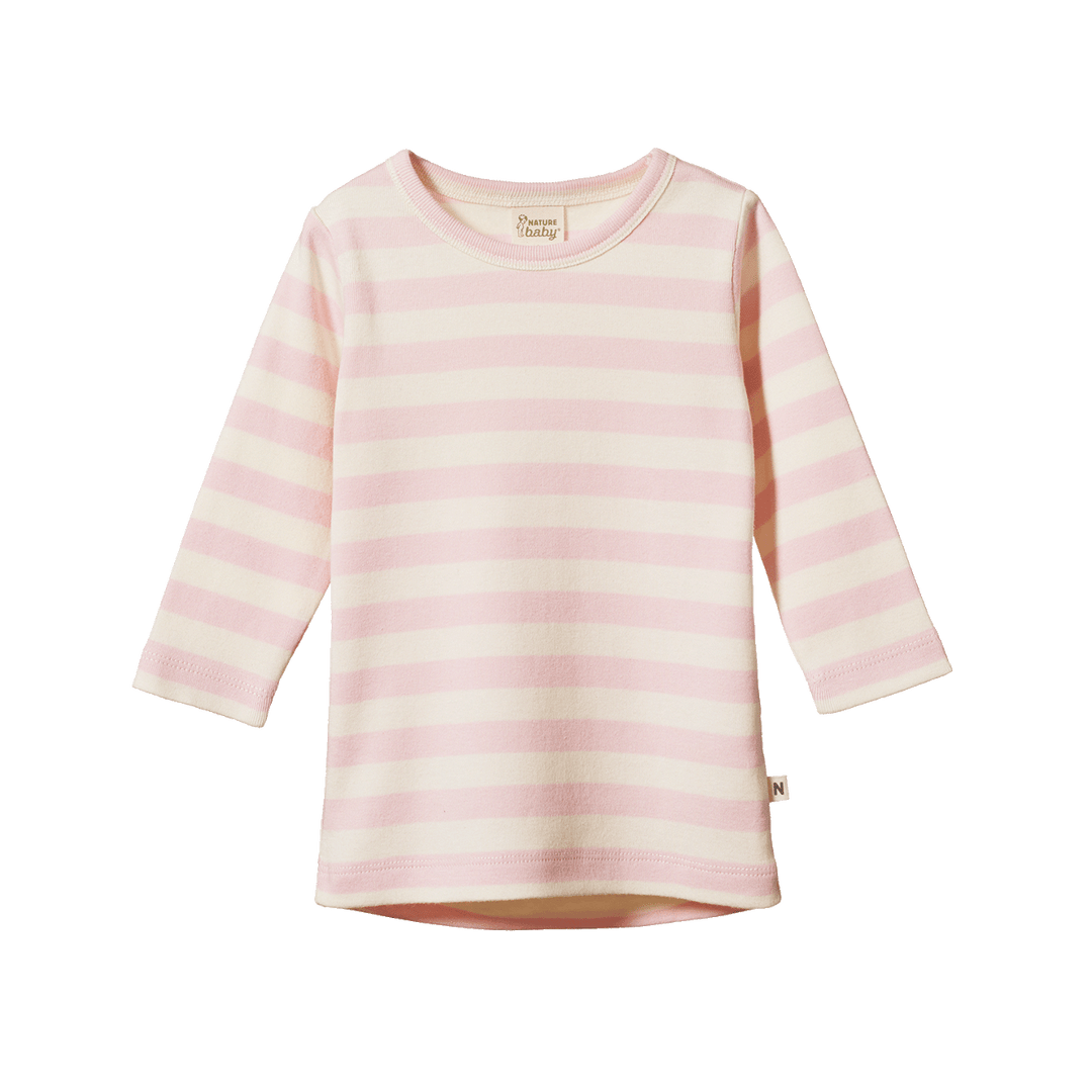 Nature Baby Long Sleeve Cloud Tee - Cotton Candy Stripe