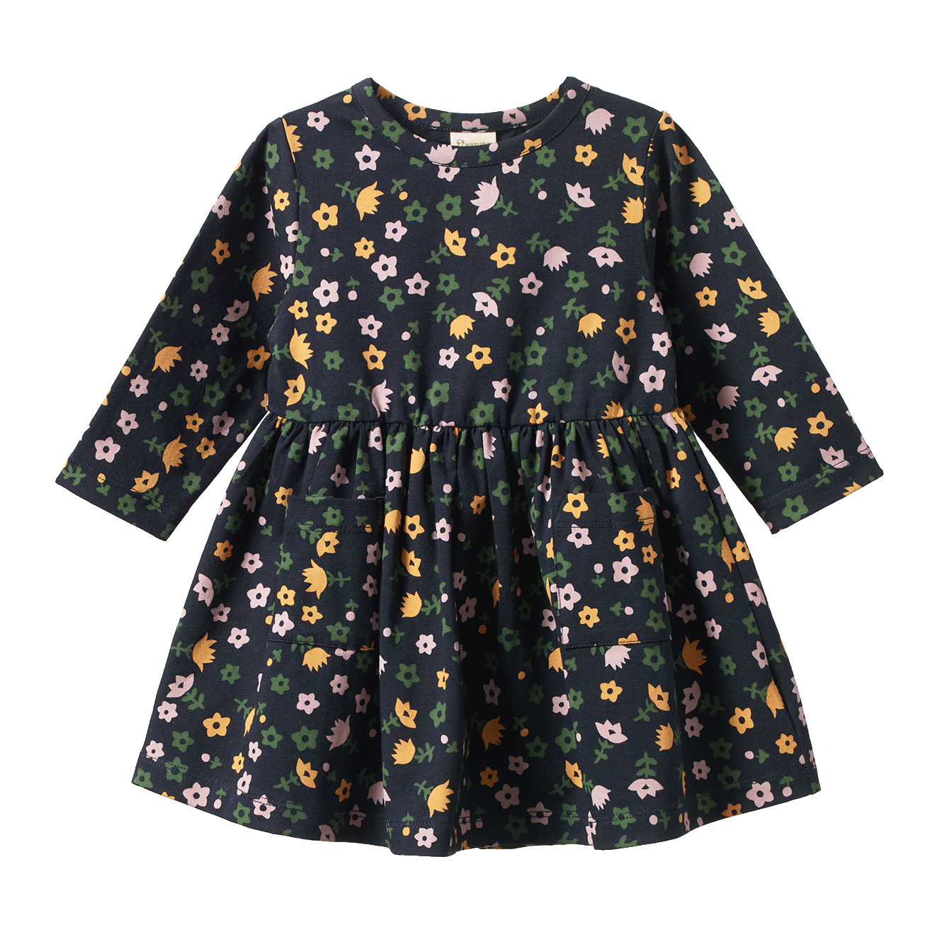 Nature Baby Long Sleeve Twirl Dress - Navy Pollyanna Print