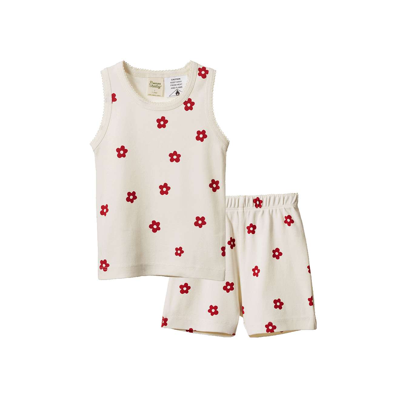 Nature Baby Singlet Pyjama Set - Flora Red Print