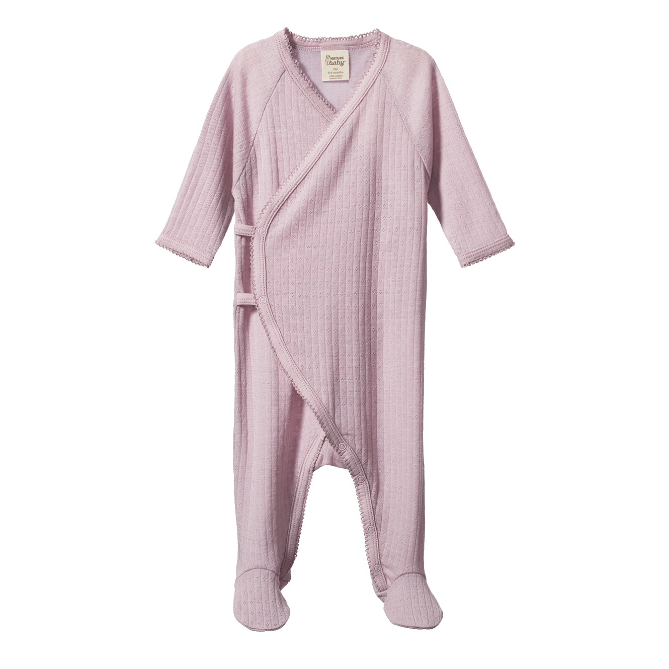 Nature Baby Merino Kimono Stretch & Grow - Natural Pointelle