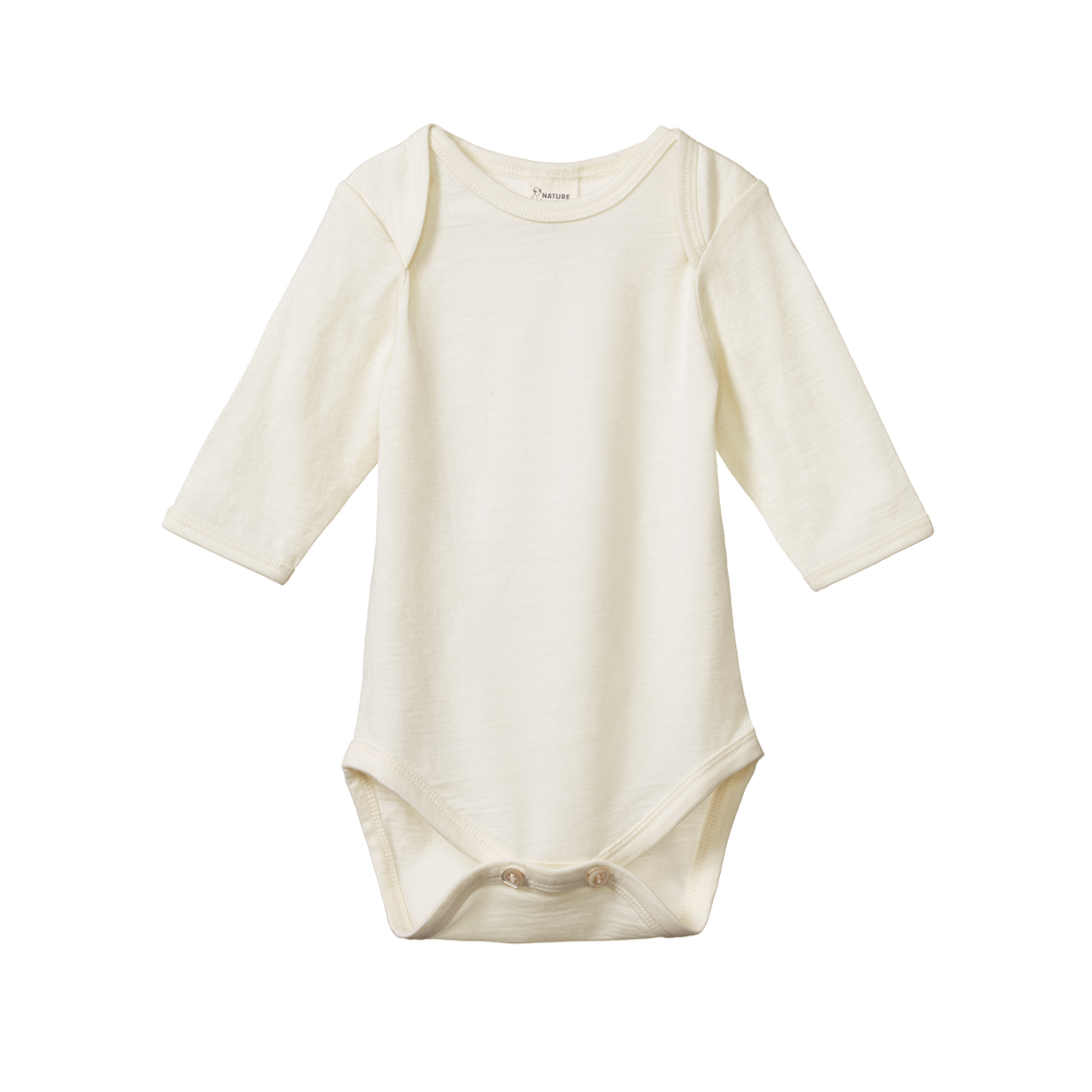 Nature Baby Merino Wool Long Sleeve Bodysuit - Natural