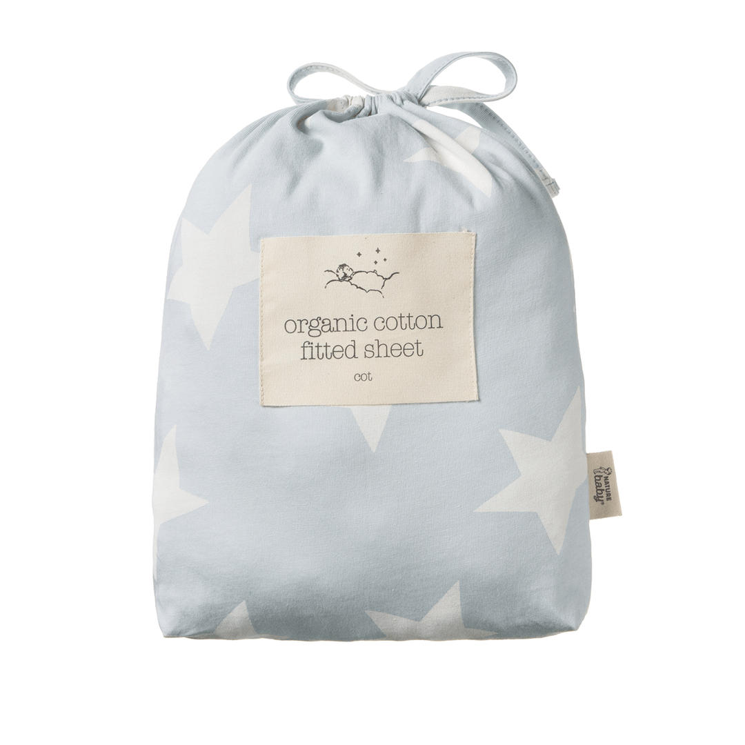 Nature Baby Fitted Sheet Jersey - Magic Blue Print