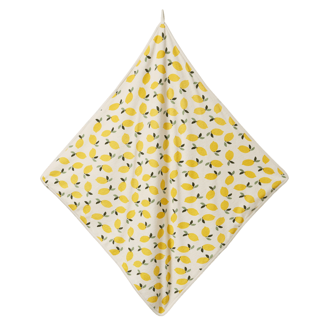 Nature Baby Organic Cotton Hooded Towel - Lemon Print Terry