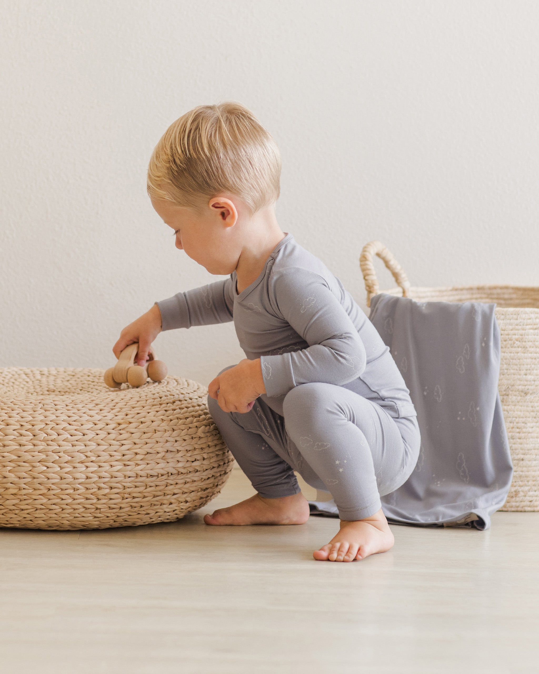 Zip Long Sleeve Sleeper Footie - Sky Micro Stripe