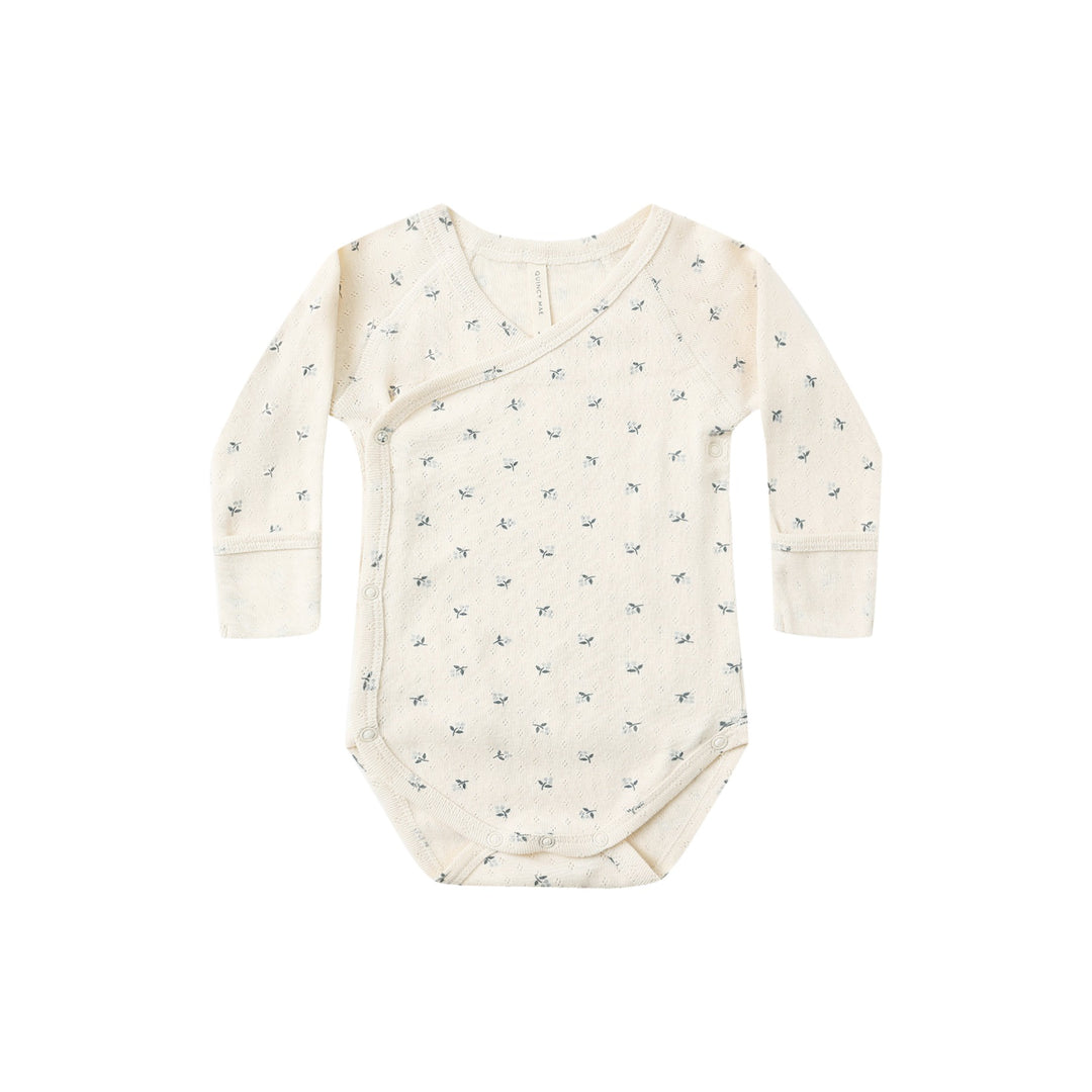 PRE-ORDER Quincy Mae Side Snap Bodysuit - Blue Ditsy