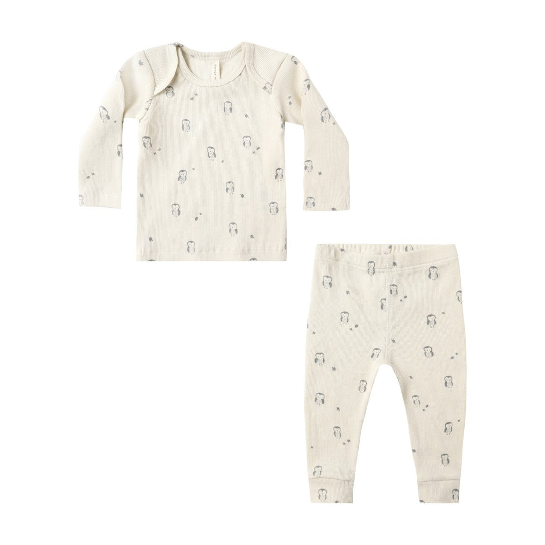 PRE-ORDER Quincy Mae Ribbed Tee + Legging Set || Owls