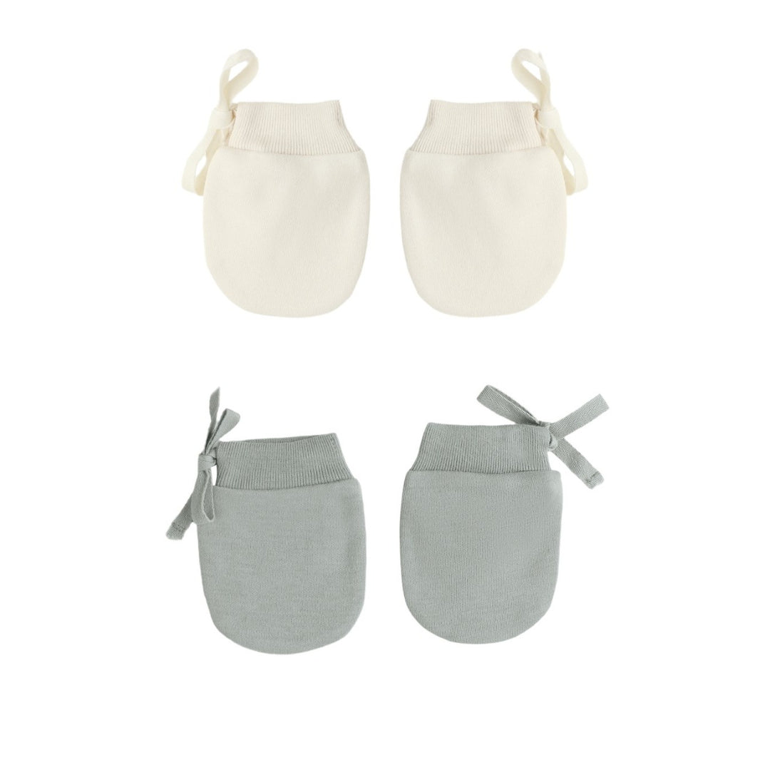 PRE-ORDER Quincy Mae No Scratch Mittens, Set Of 2 ||Steel Blue, Natural